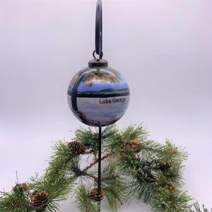 Lake George Autumn Painted Glass Ornament