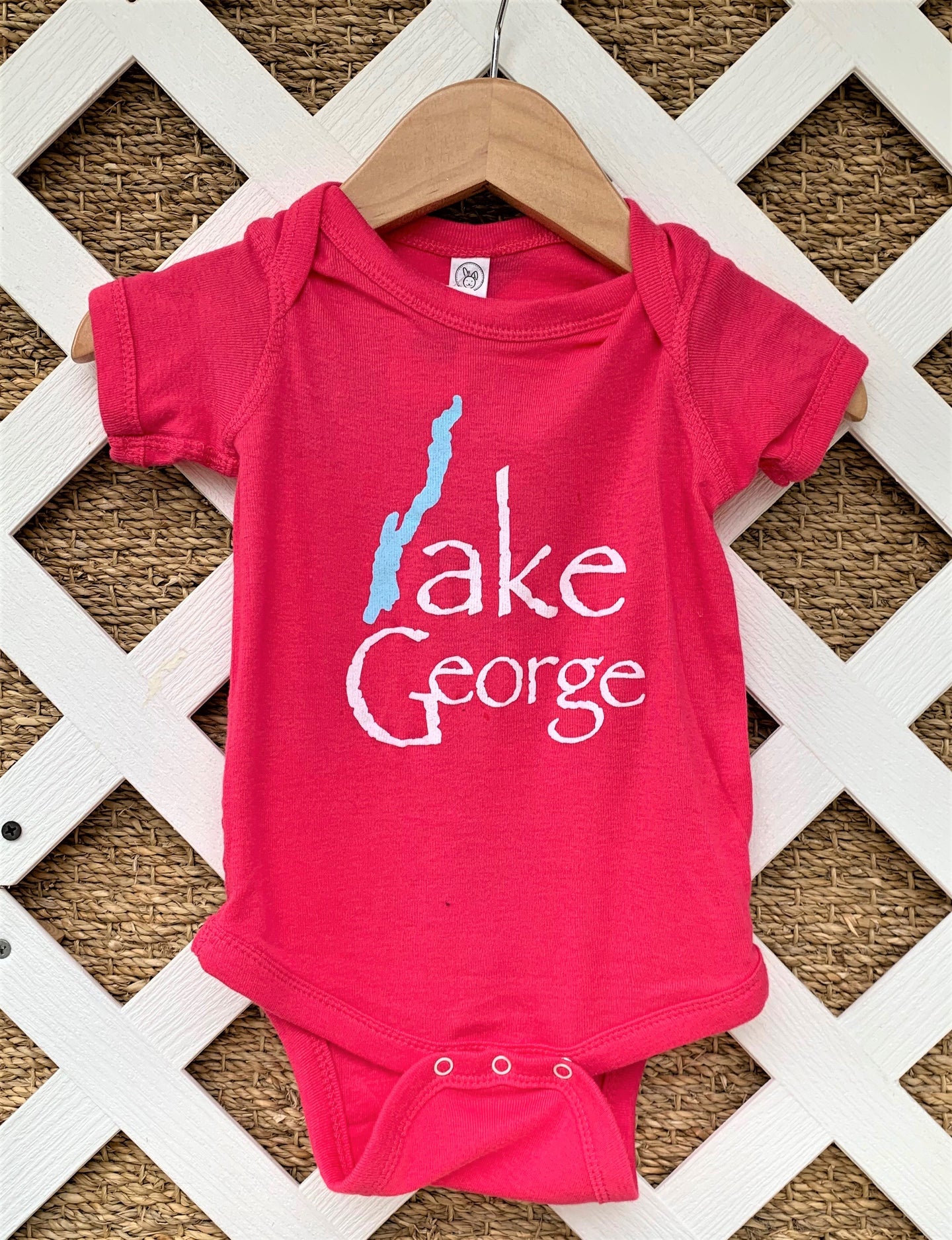 Lake George Map Pink Onesie