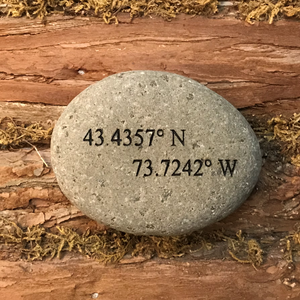 Lake George Coordinates Etched River Stone